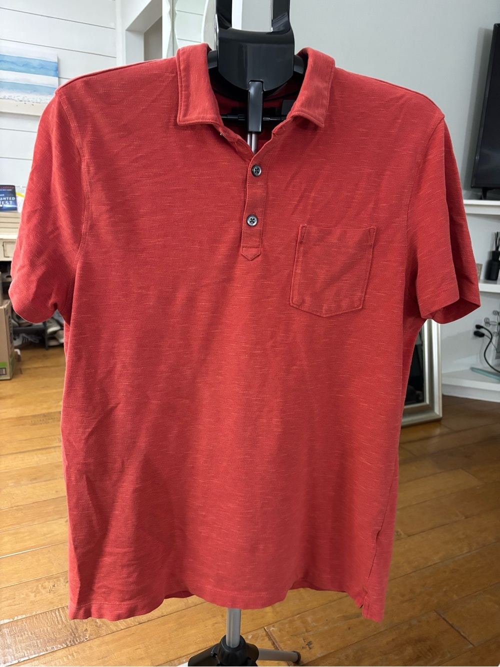 Banana Republic Red Short-Sleeve Pocket Polo